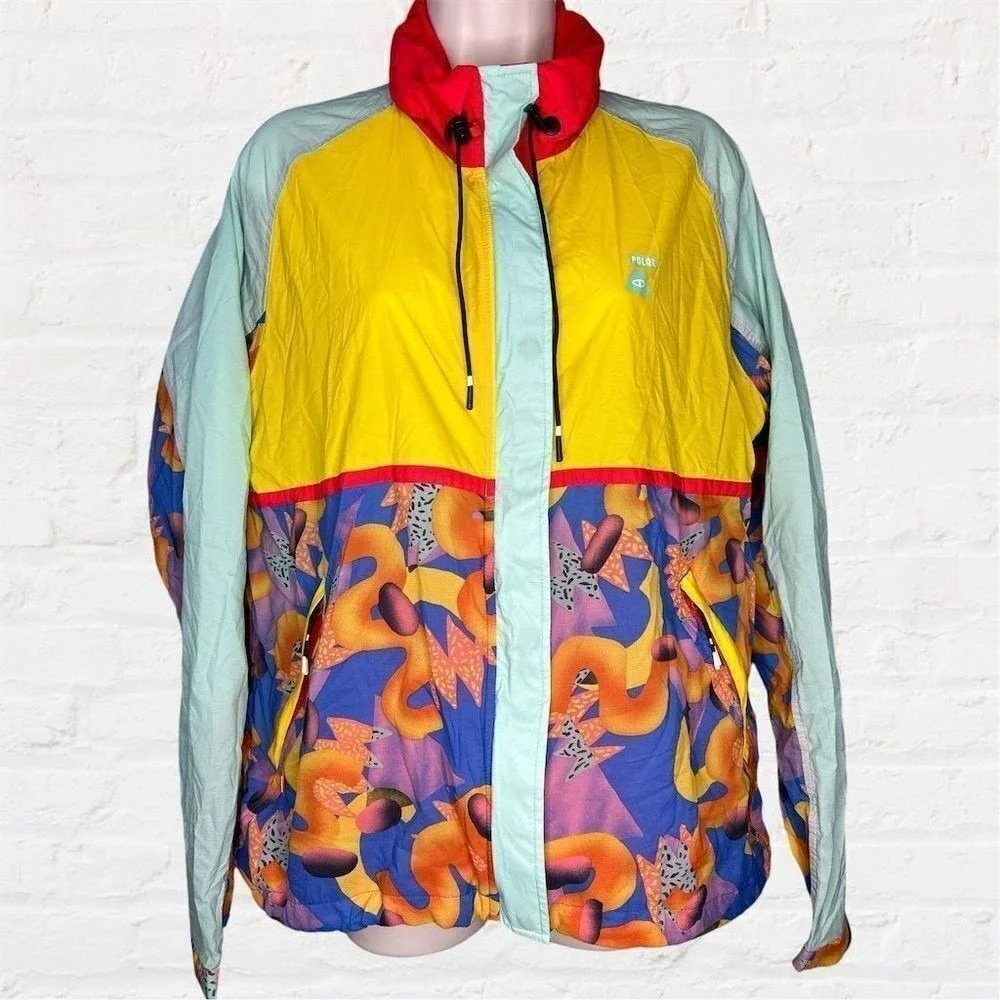 Poler‎ Womens L Colorblock 90s Style Vented Windbreaker Jacket Retro Streetwear